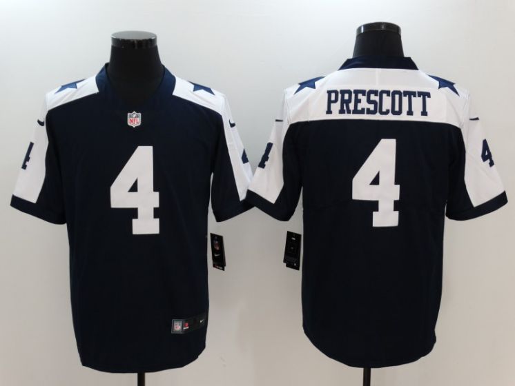 Men Dallas Cowboys #4 Prescott Blue Thanksgiving Nike Vapor Untouchable Limited NFL Jerseys->->NFL Jersey